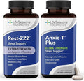 LifeSeasons Rest-ZZZ Extra Strength + Anxie-T Plus Bundle – Sleep &amp Stress Support Supplement Pack – Fall Asleep &amp Feel Calm – Supports Nervous System Eases Tension - 60 Capsules &amp 60 Cap