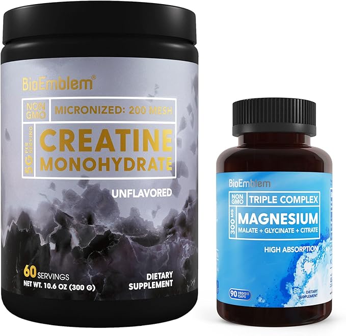 BioEmblem Triple Magnesium Complex and Creatine Monohydrate Powder