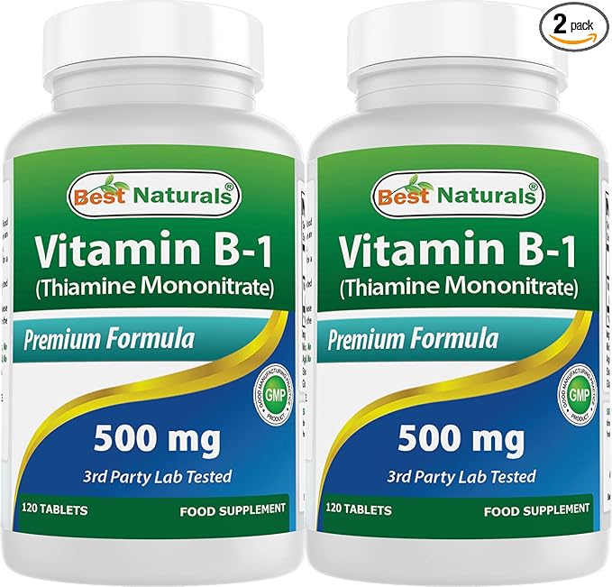 Best Naturals Vitamin B1 as Thiamine Mononitrate 500 mg Tablets (120 Count (Pack of 2))