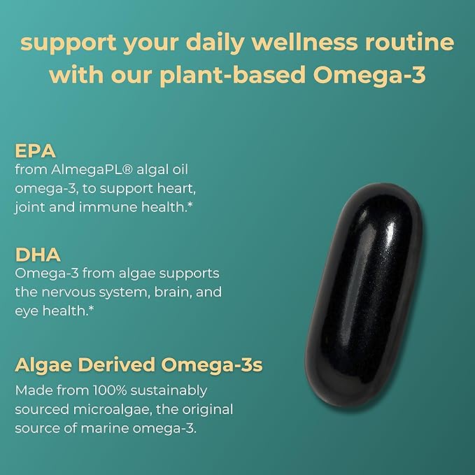 Iwi Omega-3 90 Softgels (90 Servings) Vegan Plant-Based Algae Omega 3 with EPA + DHA Whole-Body Support Dietary Supplement Krill &amp Fish Oil Alternative No Fishy Aftertaste