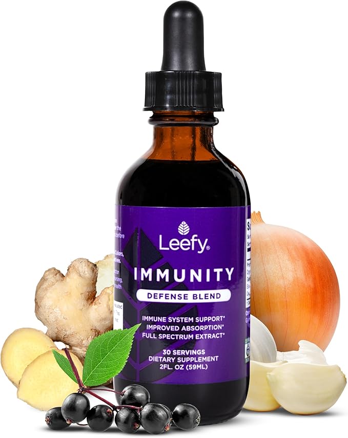 Leefy Organics Immunity Defense Blend - Organic Immune Support Supplement Fast Absorbing Immunity Supplement Immune Boosters for Adults Immune Boost Immune System Booster Immunity Boost - 2 Oz