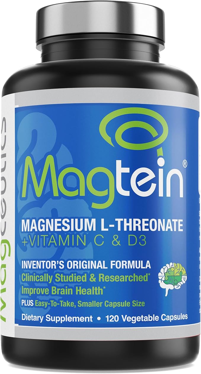 Magtein Magnesium L-Threonate to Improve Cognition Focus Memory Sleep Quality and Brain Health with Small Caps - 120 Vegetable Capsules