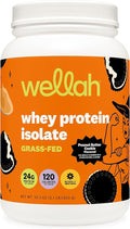 Wellah Grass-Fed Whey Protein Isolate Powder (Peanut Butter Cookie) 30 Servings - 24g of Protein 120 Calories Per Serving Naturally Sweetened