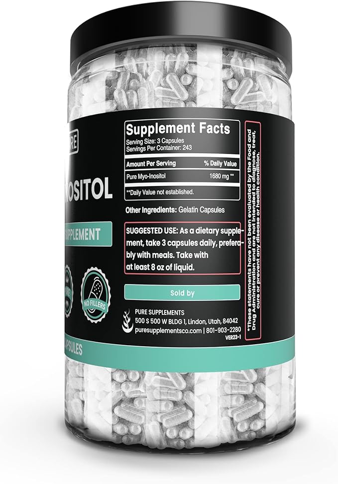 Pure Original Ingredients Myo-Inositol (730 Capsules) No Magnesium Or Rice Fillers Always Pure Lab Verified