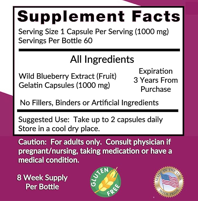 Heaven's Gate Blueberry 10:1 Extract 10000 mg Strength 240 Capsules 8 Month Supply Concentrated and Standardized 10X Whole Fruit Extract All Natural Non-GMO and Gluten Free