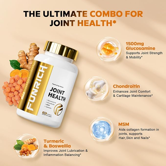 Joints Health Suppplement Glucosamine Chondroitin MSM - Joint Support Supplement for Women and Men with Turmeric MSM &ampBoswellia for Cartilage Joint Health and Flexibility - 2 Bottles