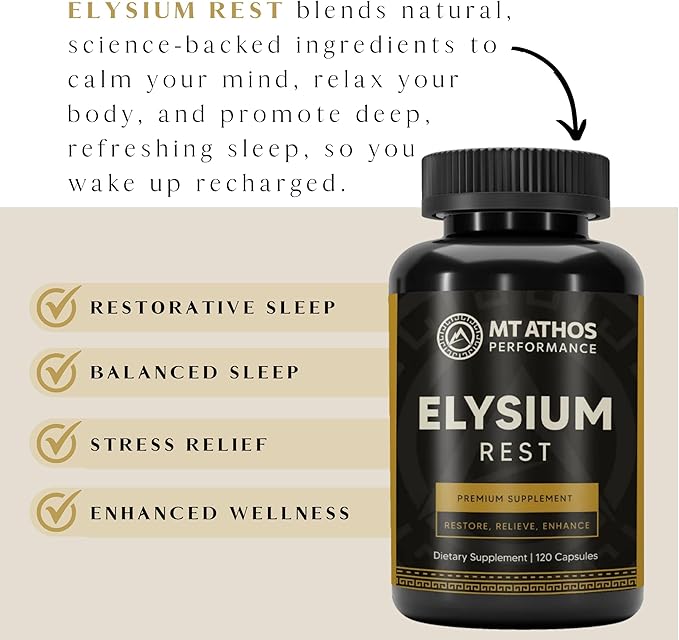 Elysium Rest | Supports Mental and Physical Rejuvenation Calmness and Tranquility | 30 Servings - 120 Capsules