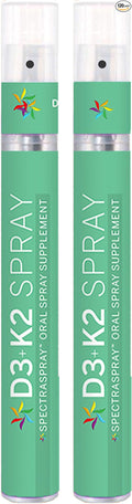 Spectraspray Vitamin D3 + K2 Spray 2 Pack - MenaQ-7 K2 Oral Vitamin Healthy Lifestyle Support 60 Day Supply Total