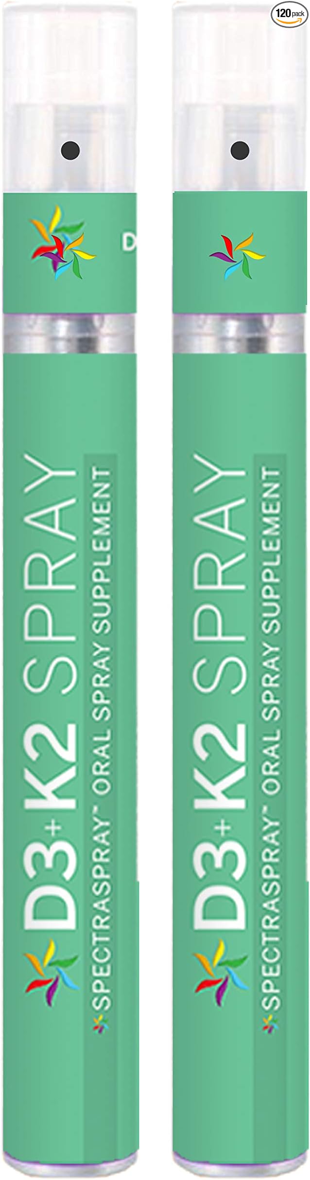 Spectraspray Vitamin D3 + K2 Spray 2 Pack - MenaQ-7 K2 Oral Vitamin Healthy Lifestyle Support 60 Day Supply Total