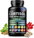 Cortisol Support for Women and Men with Ashwagandha Magnesium Rhodiola &amp L-Theanine-Supports CalmStress Relief &amp Mood Balance-60Ct(1 Bottle)