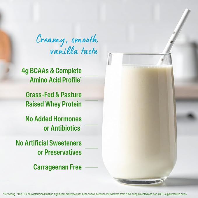 Orgain Whey Protein Powder Vanilla Bean 21g Grass Fed Dairy Protein 5g BCAAs 3g Prebiotic Fiber 2g Sugar No Added Hormones Gluten Free Kosher for Shakes &amp Smoothies 1.82 lb