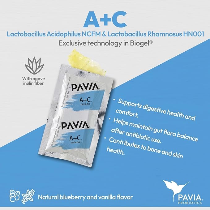 Pavia Live Probiotics Bio-Gel with Collagen | Probiotics &amp Prebiotics with Antioxidants | Digestive Support | 1 Billion Live Cultures | Fruit &amp Vanilla Flavor | 30 Sachets
