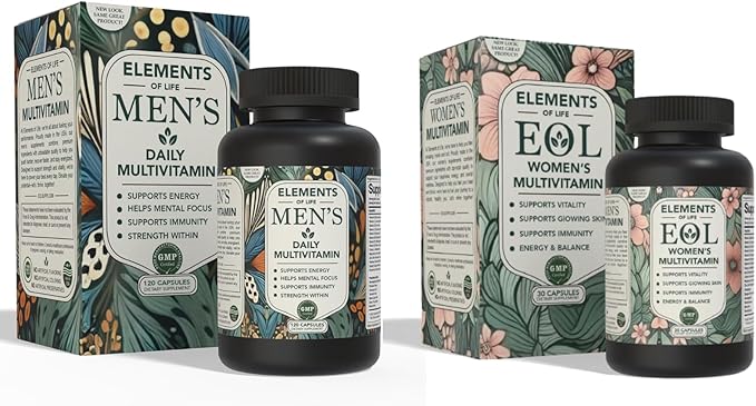 Men &amp Women’s Multivitamin Bundle – Daily Methylated Vitamins with Clean Organic Ingredients – Energy Vitality &amp Immune Support – 120 &amp 30 Capsules – Natural Wellness for Adults