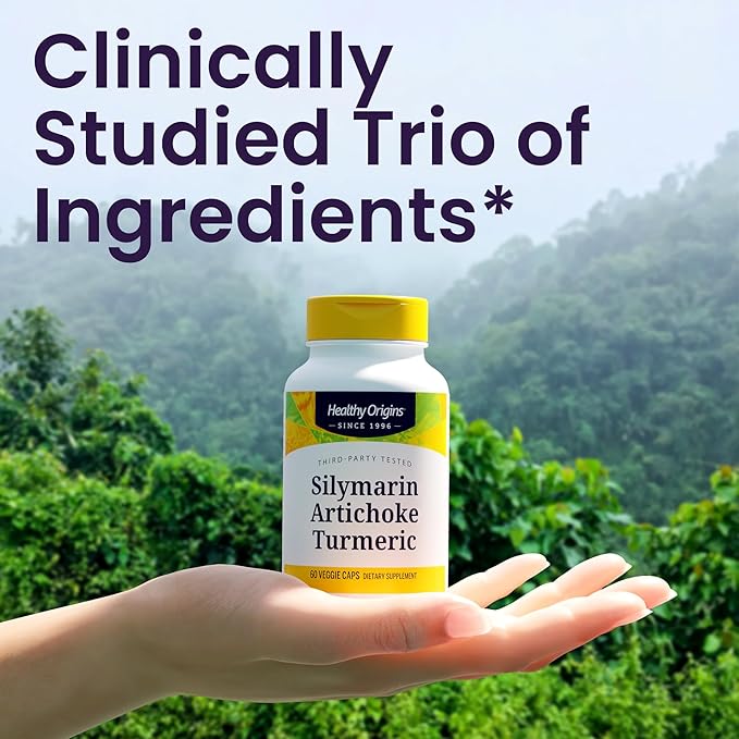 Healthy Origins Silymarin Artichoke Turmeric Liver Support – with Silymarin Phytosome Artichoke Extract &amp Curcumin – Supports Liver Health Antioxidant Protection &amp Digestion – 60 Capsules
