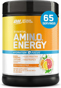 Optimum Nutrition Amino Energy Powder Plus Focus with BCAA Electrolytes and Caffeine Sunkissed Citrus 65 Servings (Packaging May Vary)