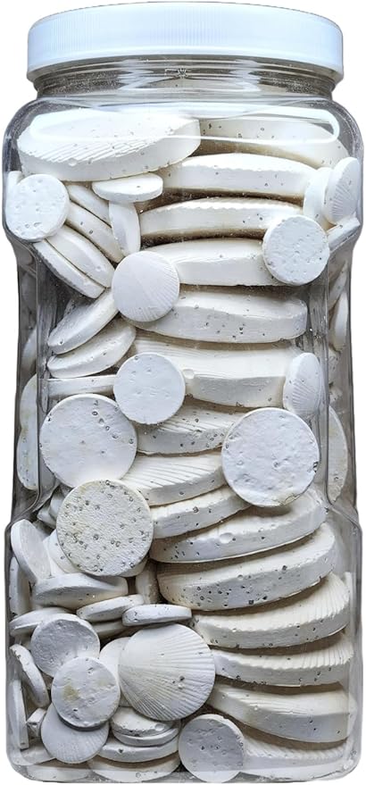 Aquatic Foods Inc. Calcium Feeder Disks for Shrimp Snails Crabs Crayfish Hermit Crabs and All Tropical Fish 335 Count Jar of Small-Medium-Large Feeder Disks