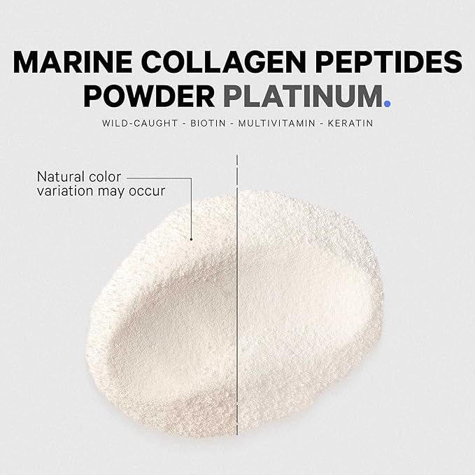 Codeage Marine Collagen Protein Powder Supplement Platinum - Biotin 10000 mcg Vitamin C D3 &amp B6 Keratin Hyaluronic Acid Niacin Wild Caught Hydrolyzed Fish Collagen Peptides - Non-GMO - 11.5