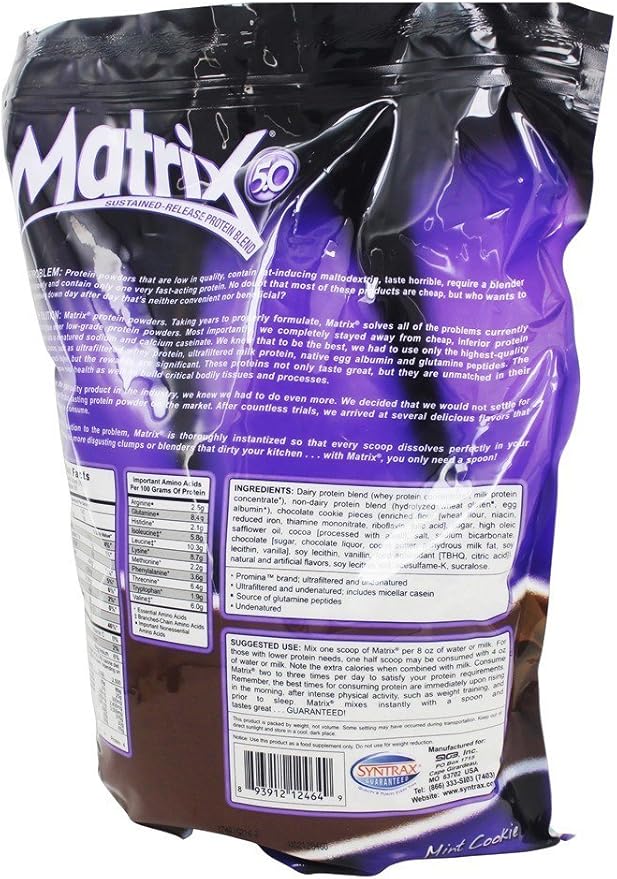 Syntrax Matrix Sustained Release Protein Powder - 11 Flavors and 3 Sizes! - Mint Cookie / 5LB Bag