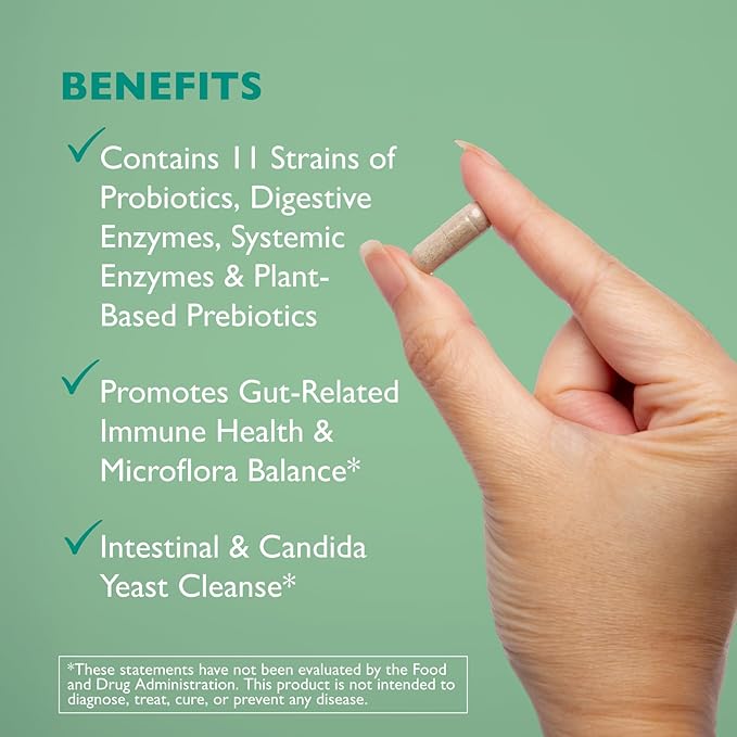 Floracor – Probiotics &amp Enzymes to Support Intestinal &amp Gut Heath –180 Vegetarian Capsules