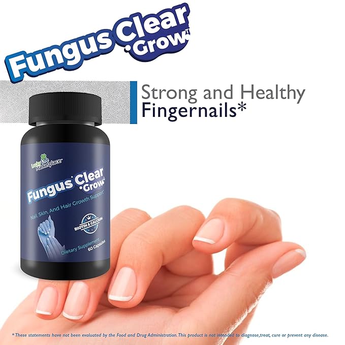 Fungus Clear Grow - Nail Skin &amp Hair Growth Support - Help Support Natural Hair Skin &amp Nails Growth with This Premium Formula Made with Biotin &amp 9 Other Ingredients
