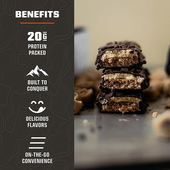 MTN OPS Triple Chocolate Mudslide Protein Bars High Protein with Whey Isolate &amp Whey Concentrate and Collagen Low Sugar Gluten Free 10 Count