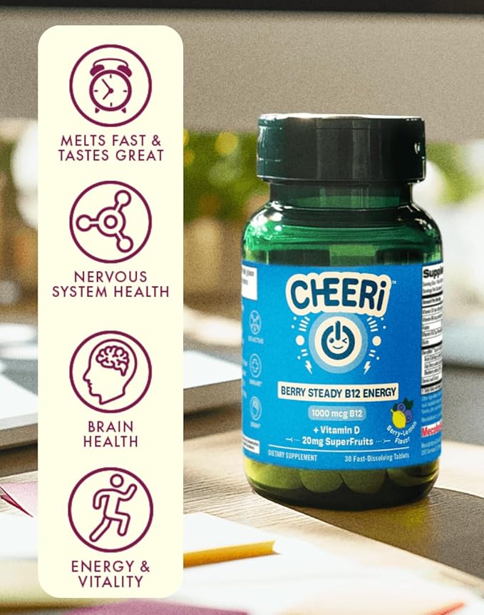 Berry B12 Energy Melt Natural Energy Boost Supplement Keto Friendly 1 Melt Daily