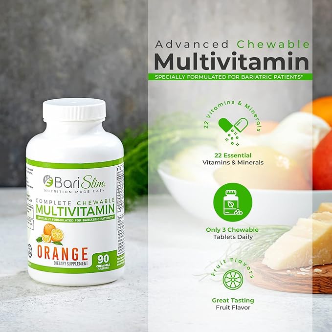 BariSlim Bariatric Calcium Citrate &amp Complete Chewable Multivitamin - Bariatric Vitamin and Supplement for Post Bariatric Surgery Including Gastric Bypass and Gastric Sleeve