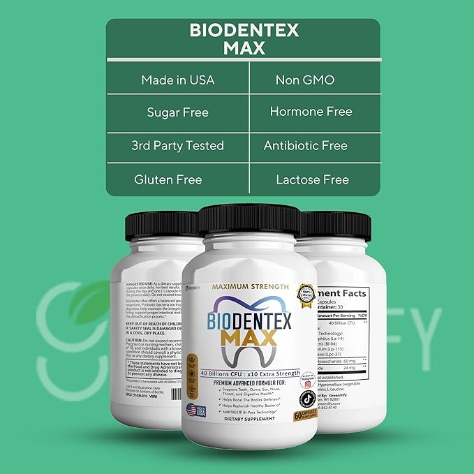 BioDentex Max Maximum Strength Probiotic Supplement 40 Billion CFU 60 Capsules with MAKTREK Bi-Pass Technology for Digestive Health Support (5)