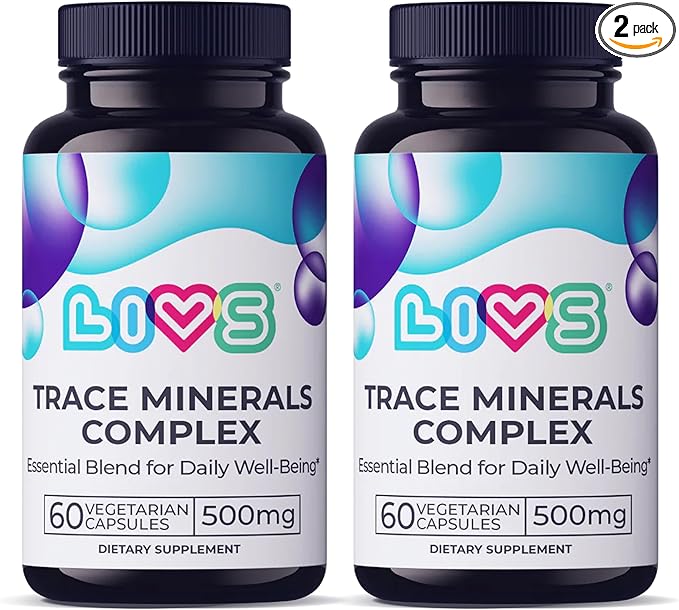 LIVS Trace Mineral Complex – 500mg Vegetarian Capsules | 11 Essential Trace Minerals for Immune Cellular &amp Electrolyte Support | Daily Magnesium Supplement with Zinc Potassium Calcium – 120 Cou