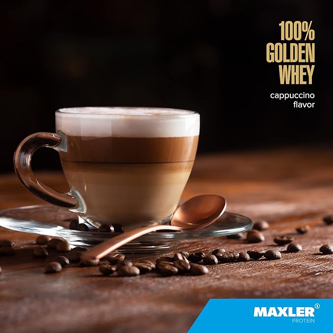 Maxler 100% Golden Whey Protein - 23g of Protein per Serving - Whey Protein Powder for Pre Post Workout - Fast-Absorbing Whey Concentrate Isolate &amp Hydrolysate Blend - Cappuccino 5 lb