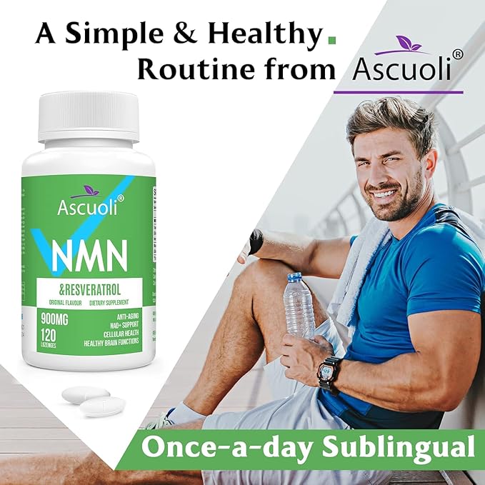 Sublingual NMN 500mg + Trans-Resveratrol 400mg 3-in-1 Advanced Formula 99% Pure NMN Resveratrol Supplement for Boost* NAD Cell Immune Energy &amp Muscle Anti-Aging 120 Lozenges 120-Day Supply