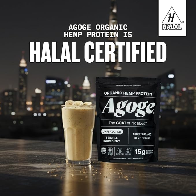 Agoge - USDA Organic Hemp Protein Powder The Goat of No Bloat NSF Certified for Sport All Flavor Essential Amino Acids Plant-Based Gluten Free for Women &amp Men (20 Servings) (Unflavored)