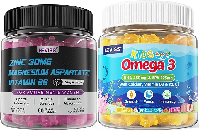 Zinc and Magnesium Supplement + Kids Omega 3 Gummies