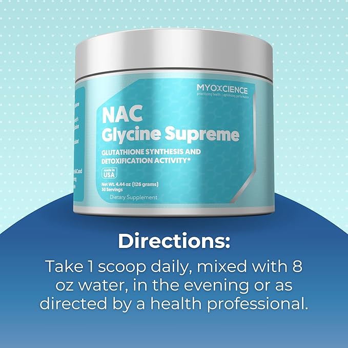 MYOXCIENCE NAC Glycine Supreme | N-Acetyl-L-Cysteine Glycine and Taurine Combination (Natural Peach and Pineapple Flavor) (30 Servings)