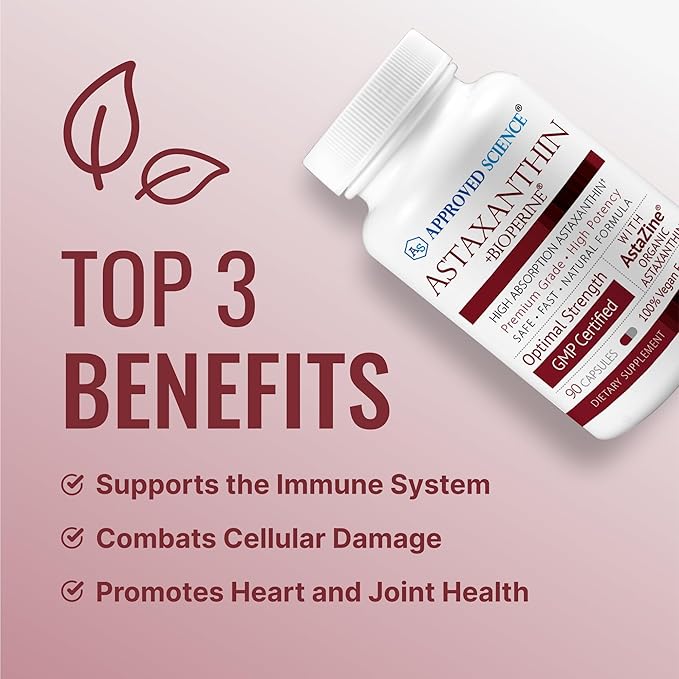 Approved Science® Astaxanthin 12 mg - Extra Strength Antioxidant - Supports Heart Eyes Skin - 180 Vegan Capsules - 6 Month Supply