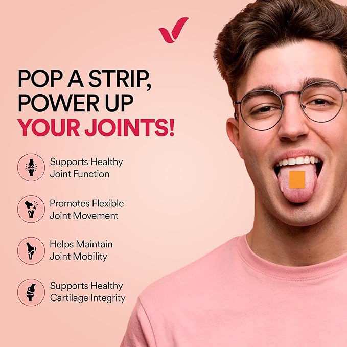 Joint Support Strips – 60 Strips – Fast-Dissolving Oral Supplement with Curcumin-D3 &amp AquaQ10 – Mobility &amp Flexibility Support for Men &amp Women – Cranberry Flavor