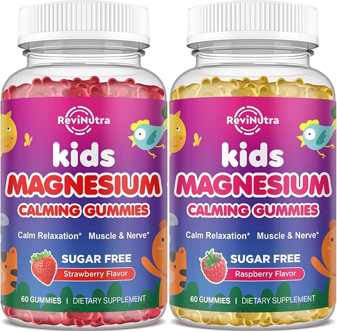 2 Pack Magnesium Glycinate Gummies for Kids &amp Adults Stawberry &amp Raspberry Flavor
