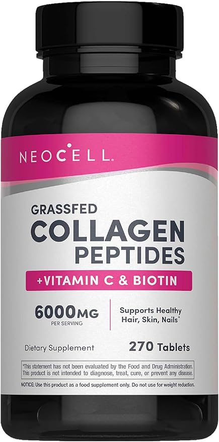 NeoCell Collagen Peptides Pills | 270 Caplets | with Vitamin C and Biotin | Grass Fed Bovine | Hair Skin &amp Nails | for Women and Men