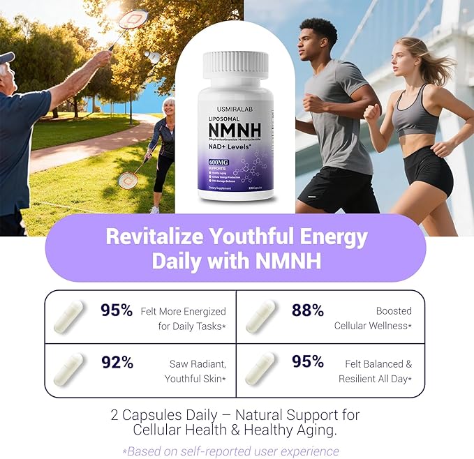 Pure NMNH Supplement Capsules: More Effective Than Nicotinamide Riboside | Boost Cellular Vitality Anti-Aging &amp Energy | Vegan Non-GMO | 120 Capsules (60 Servings)