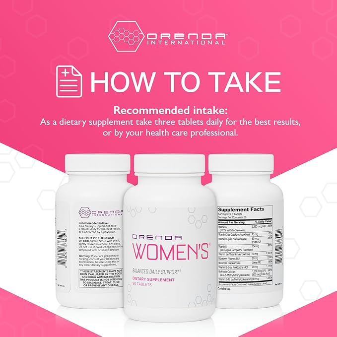 Orenda Women's Multivitamin -Blend Dong Quai &amp Black Cohosh Vitamins Minerals Hormonal Balance Immune and Heart Health - 90 Tablets