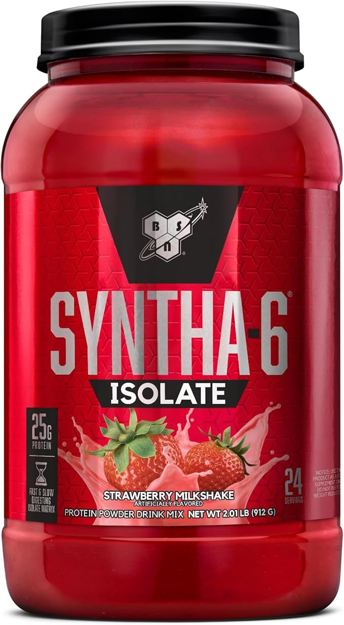 BSN SYNTHA-6 Isolate Protein Powder Strawberry Protein Powder with Whey Protein Isolate Milk Protein Isolate Flavor: Strawberry Milkshake 24 Servings (Packaging May Vary)