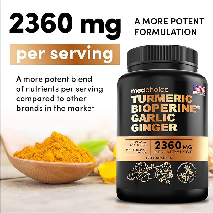 MEDCHOICE Turmeric &amp Ginger (240ct) Sleep Melatonin (180ct) and Nootropic Brain (60ct) Supplement Bundle - Wellness Trio for Brain Sleep &amp Immune Support - Vegan Non-GMO Gluten-Free