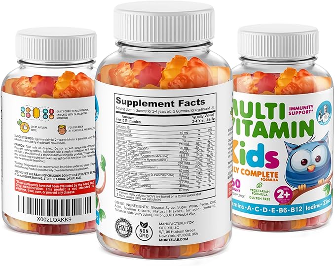 DR. MORITZ Kids Multivitamin Gummies - with Kids Vitamins A C D E B6 B12 Zinc and More - Complete Daily Support - Vegetarian and Non-GMO 2 Pack (120 Count)