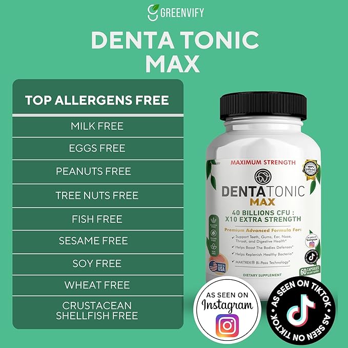 Denta Tonic Max Probiotic Supplement 40 Billion CFU 60 Capsules Supports Oral &amp Digestive Health (5)