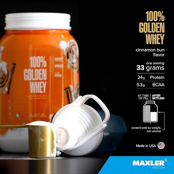 Maxler 100% Golden Whey Cinnamon Bun and Raspberry Cheesecake Bundle