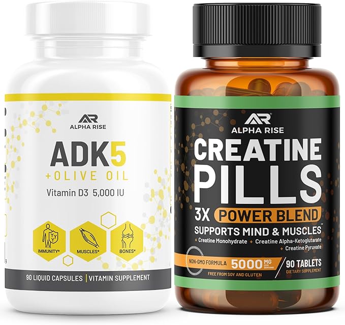ADK 5 Vitamin Supplement + Creatine Pills for Men
