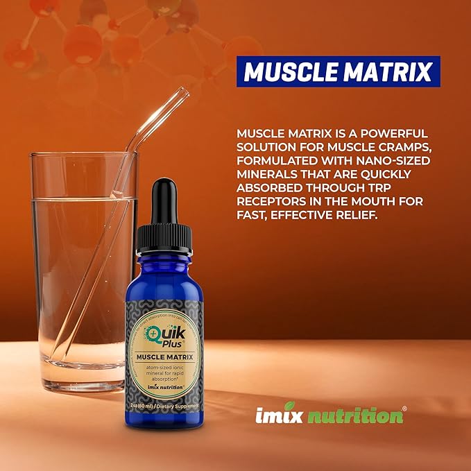 QuikPlus Muscle Matrix - Ionic Liquid Mineral Supplement Support for Muscle Cramps Vegan Gluten Free Highly Bioavailable 30 Servings 2 Fl oz