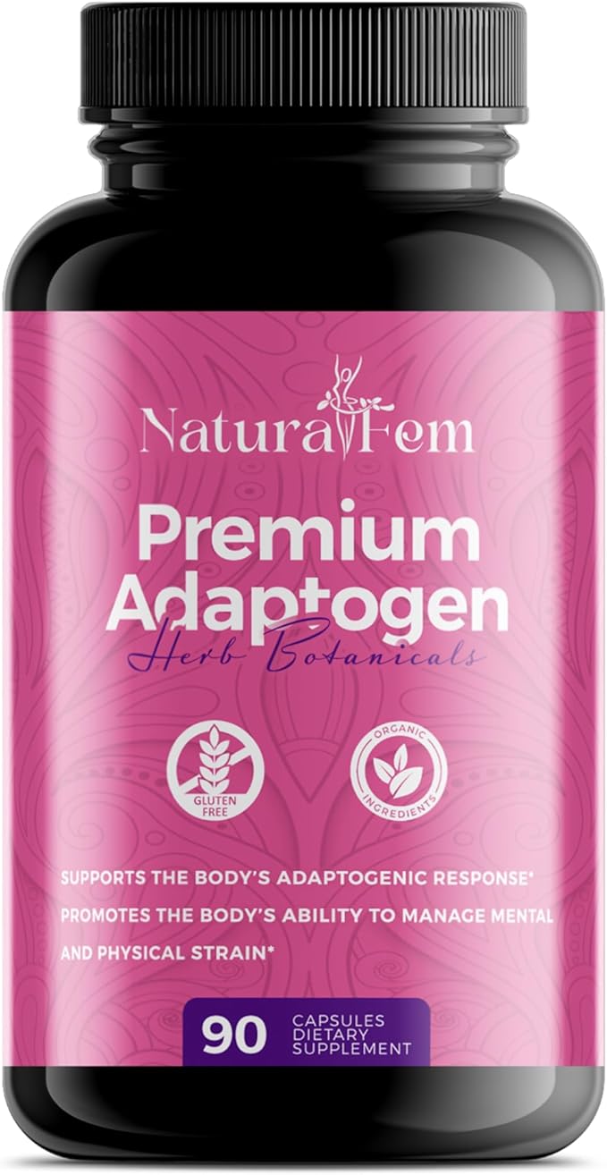 NaturalFem Premium Adaptogens Supplements for Women with Herb Botanicals like Rhodiola Rosea Extract Turmeric Maca Root for Better Adaptogenic Response Focus &amp Mood Support Supplement - 90 Caps