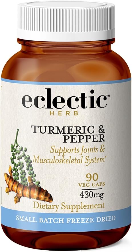 Eclectic Turmeric &amp Pepper Freeze Dried Vegetables with Glass Blue Peppermint 90 Count