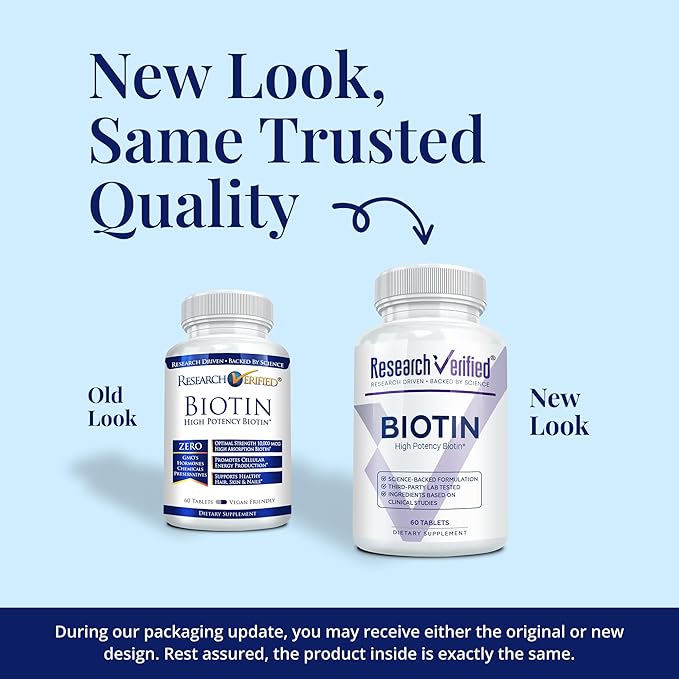 Research Verified Biotin – Pure Extra Strength Biotin 10000mcg – Hair Skin and Nails Vitamin – Third-Party Tested Made in USA - 360 Vegan Tablets